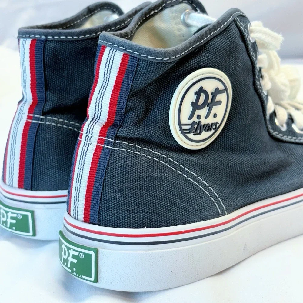PF Flyers Center Hi Navy White Canvas High Top Sneakers Mens 6 Womens 7.5 Shoes